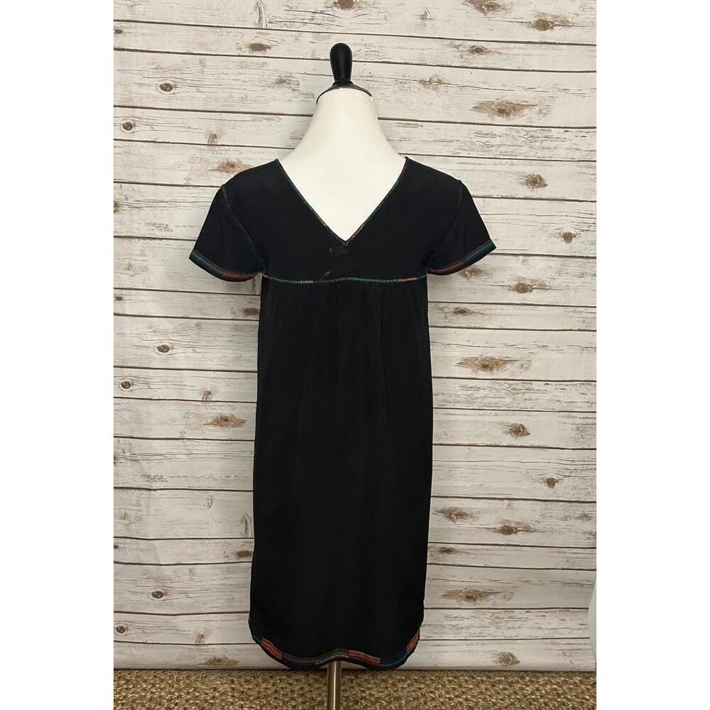 Madewell black/multicolored boho chic embroidered silk sundress Size XS - Picture 5 of 6